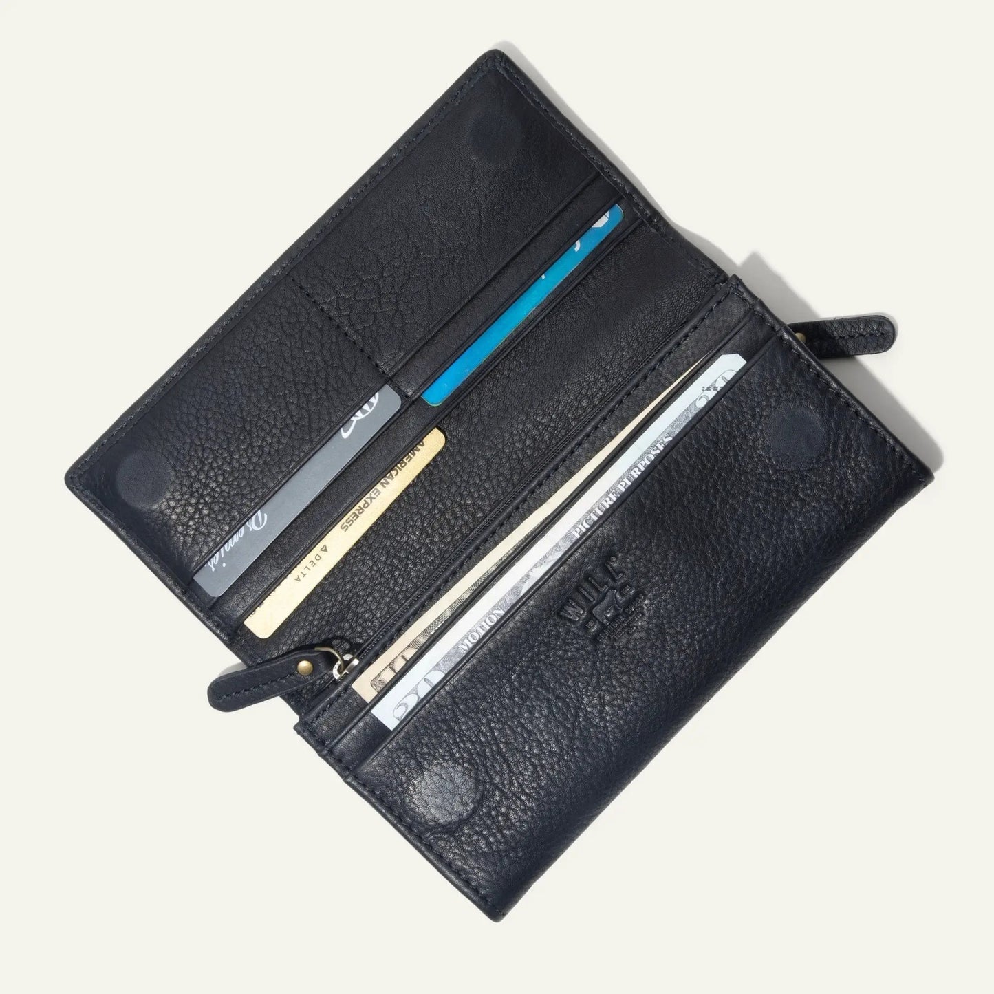 Will Leather Goods Classic Continental Wallet black leather with card slots and ID window on Tampa Home & Garden Store