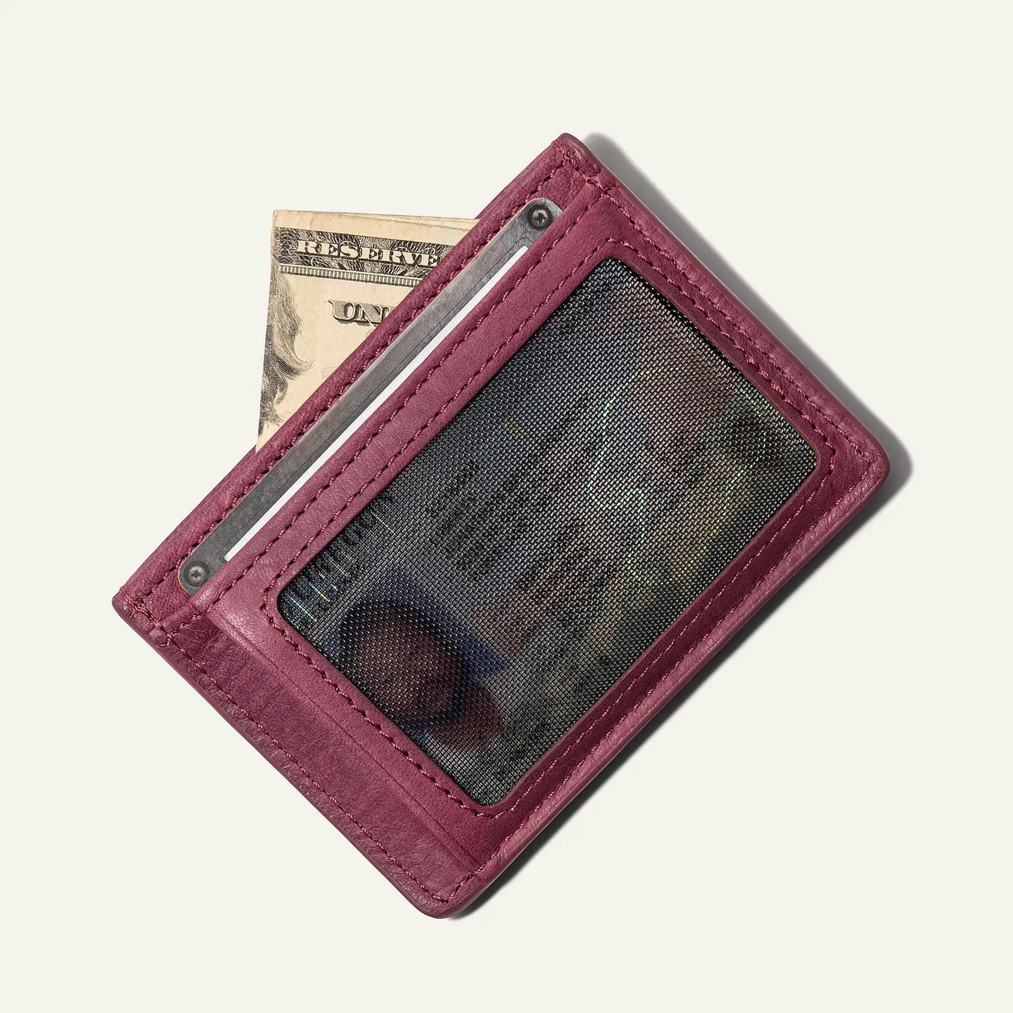 Full Grain Leather Front Pocket Card Case by Will Leather Goods in burgundy with card slots on Tampa Home & Garden Store