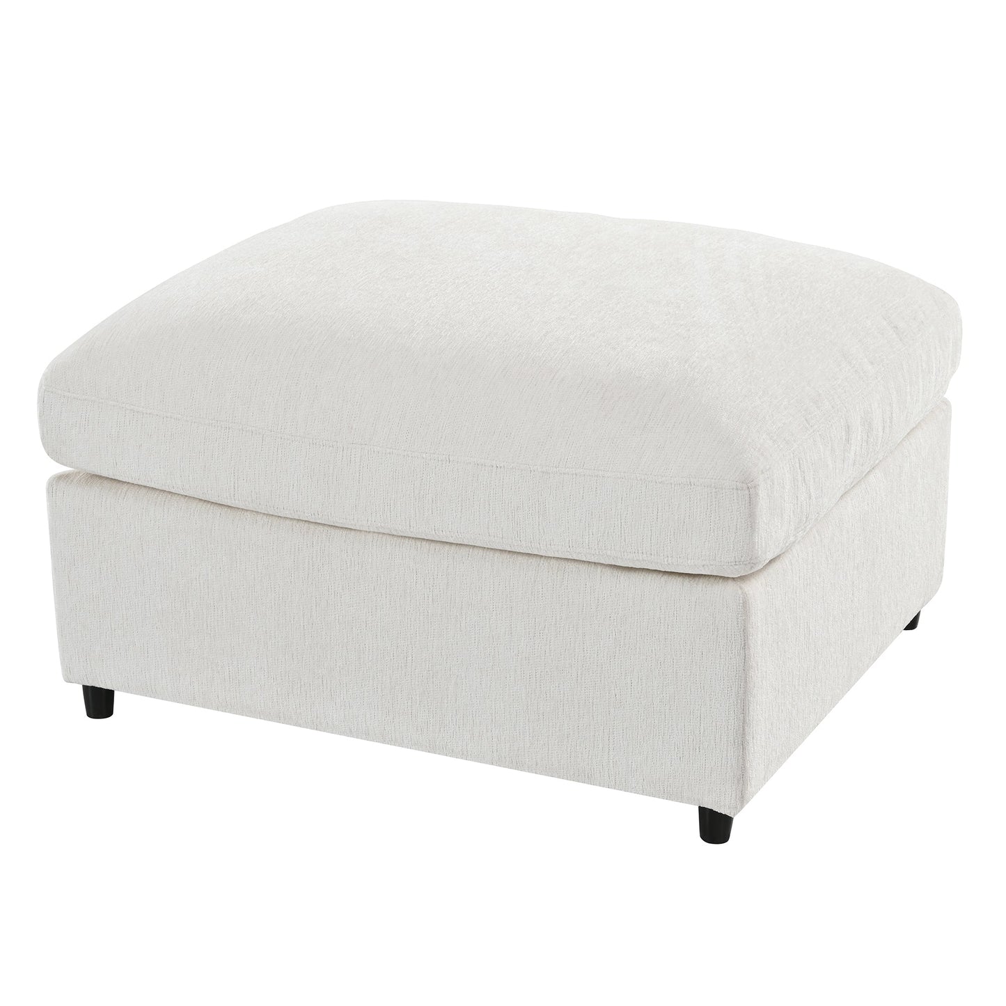 U-Style 130.3-inch 6-Seater Modular Sectional Sofa in light beige fabric with rounded edges and black legs on Tampa Home & Garden Store