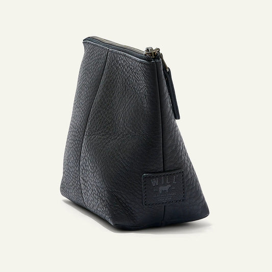 Seneca Square Leather Travel Pouch by Will Leather Goods, black pebbled leather travel organizer on Tampa Home & Garden Store
