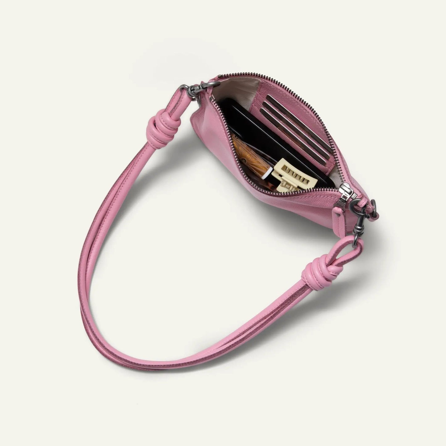 Turin Zip Pouch pink Italian leather by Will Leather Goods with card slots zipper on Tampa Home & Garden Store