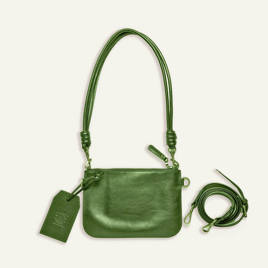Turin Convertible Zip Pouch green Italian leather bag with long strap by Will Leather Goods on Tampa Home & Garden Store