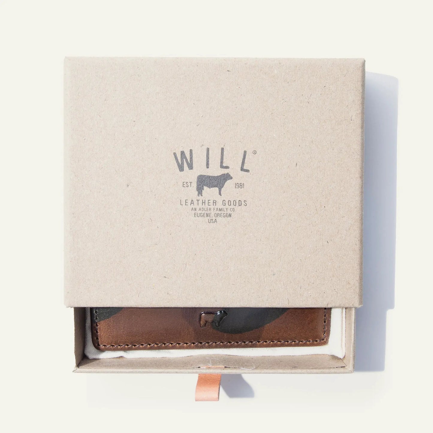 Camouflage military calfskin card case by Will Leather Goods; compact card wallet on Tampa Home & Garden Store