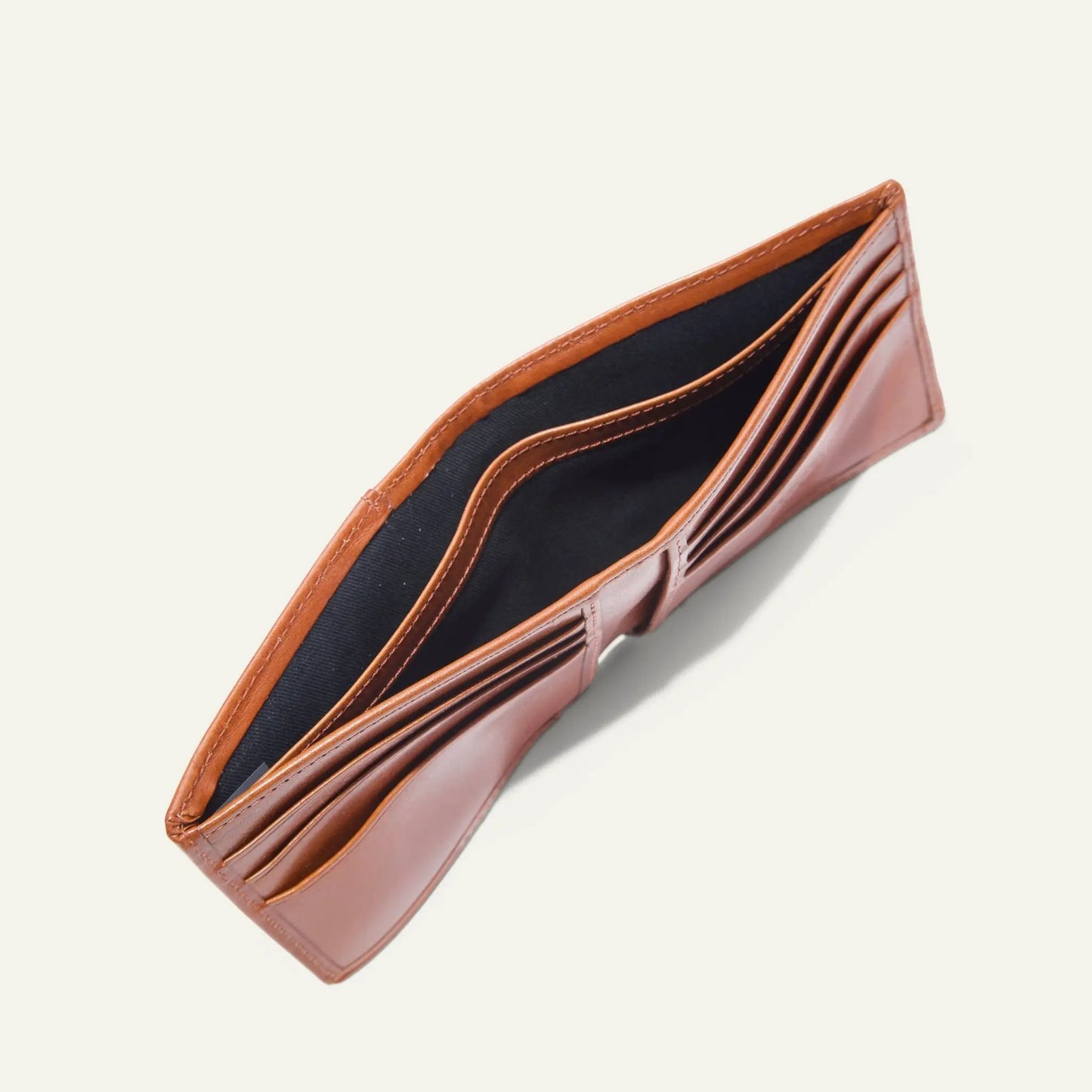 Will Leather Goods Companion Billfold Wallet Noir Calf Leather in tan with black interior on Tampa Home & Garden Store