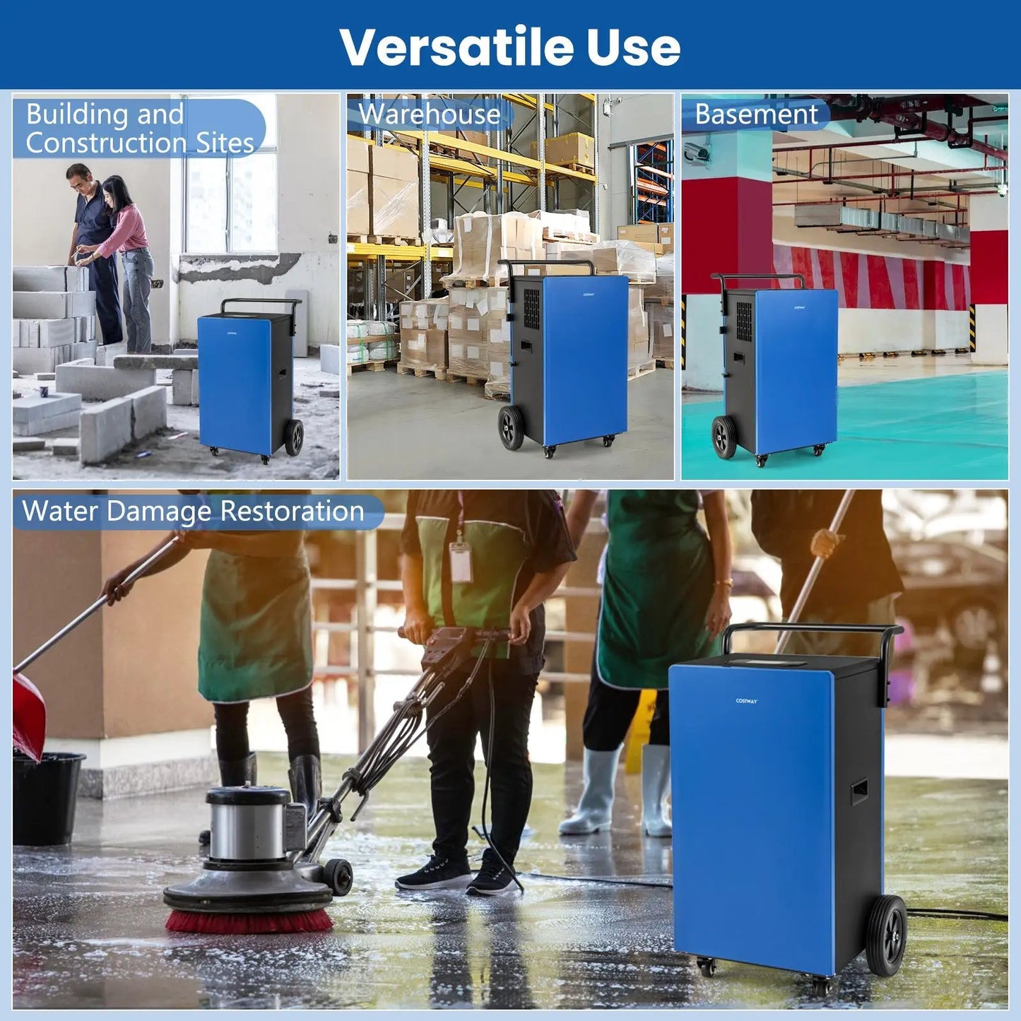 215 Pints 8000 Sq.Ft Commercial Dehumidifier For Home and Basement with 24H Timer-Blue - Tampa Home & Garden Store