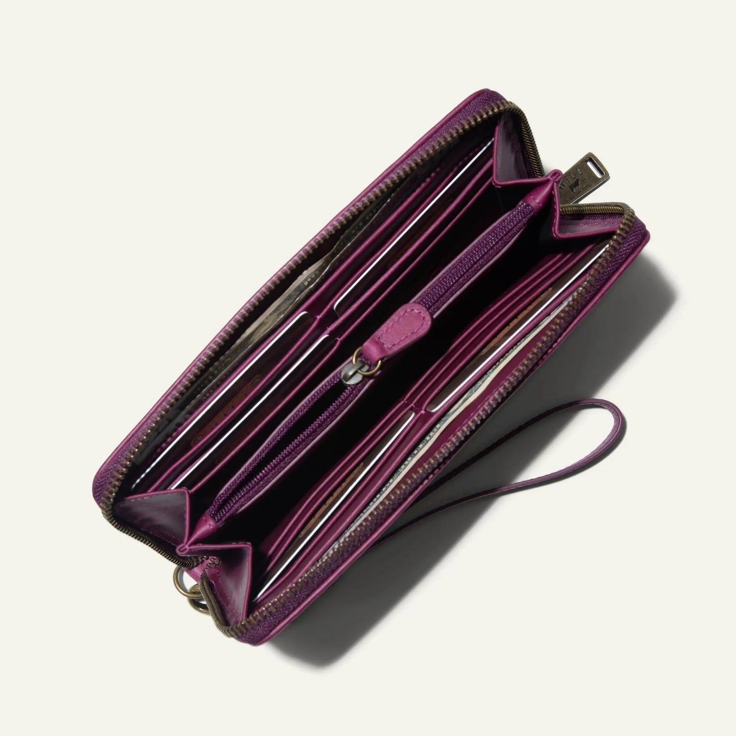 Zip Around Leather Clutch Wallet with card slots in purple leather by Will Leather Goods on Tampa Home & Garden Store