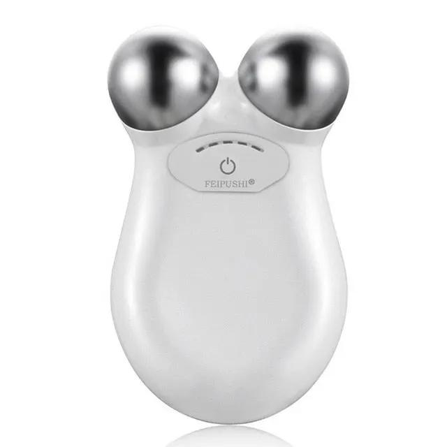 Women mini microcurrent USB wrinkle massager white body with dual silver heads FEIPUSHI on Tampa Home & Garden Store