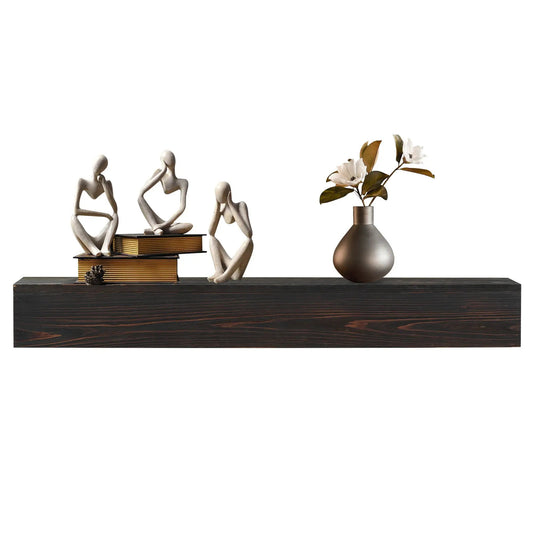 72 Inch Rustic Wood Mantel and Shelf Espresso