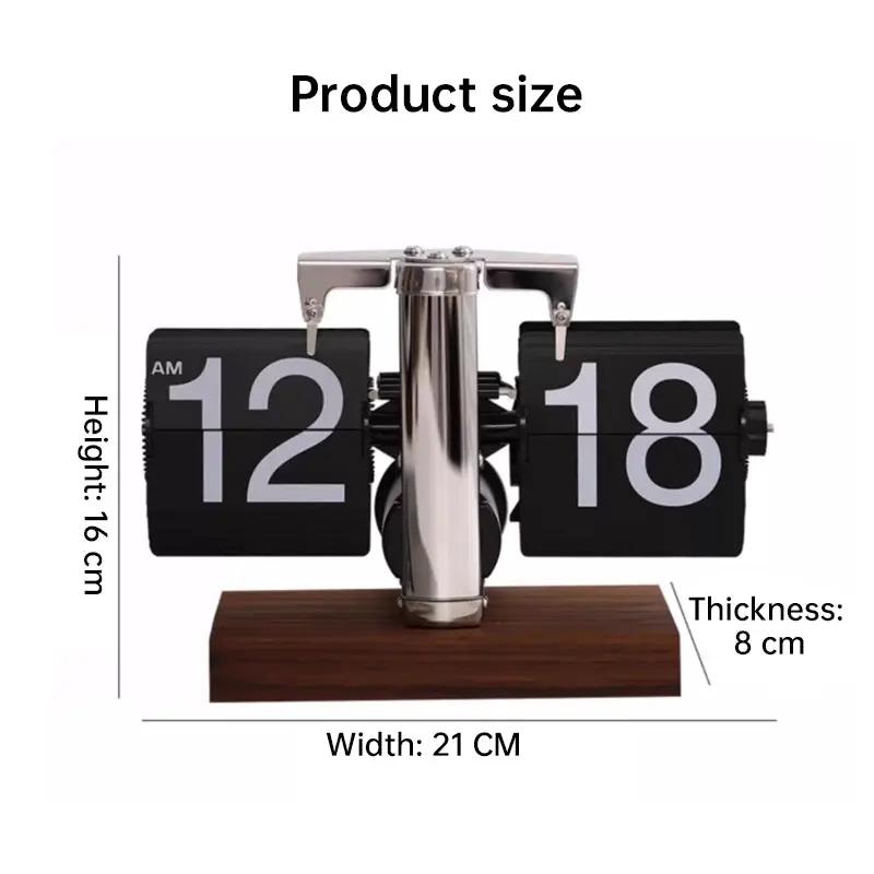 Retro flip clock by VIP Digital Presence, battery powered, black flip panels with wood base on Tampa Home & Garden Store