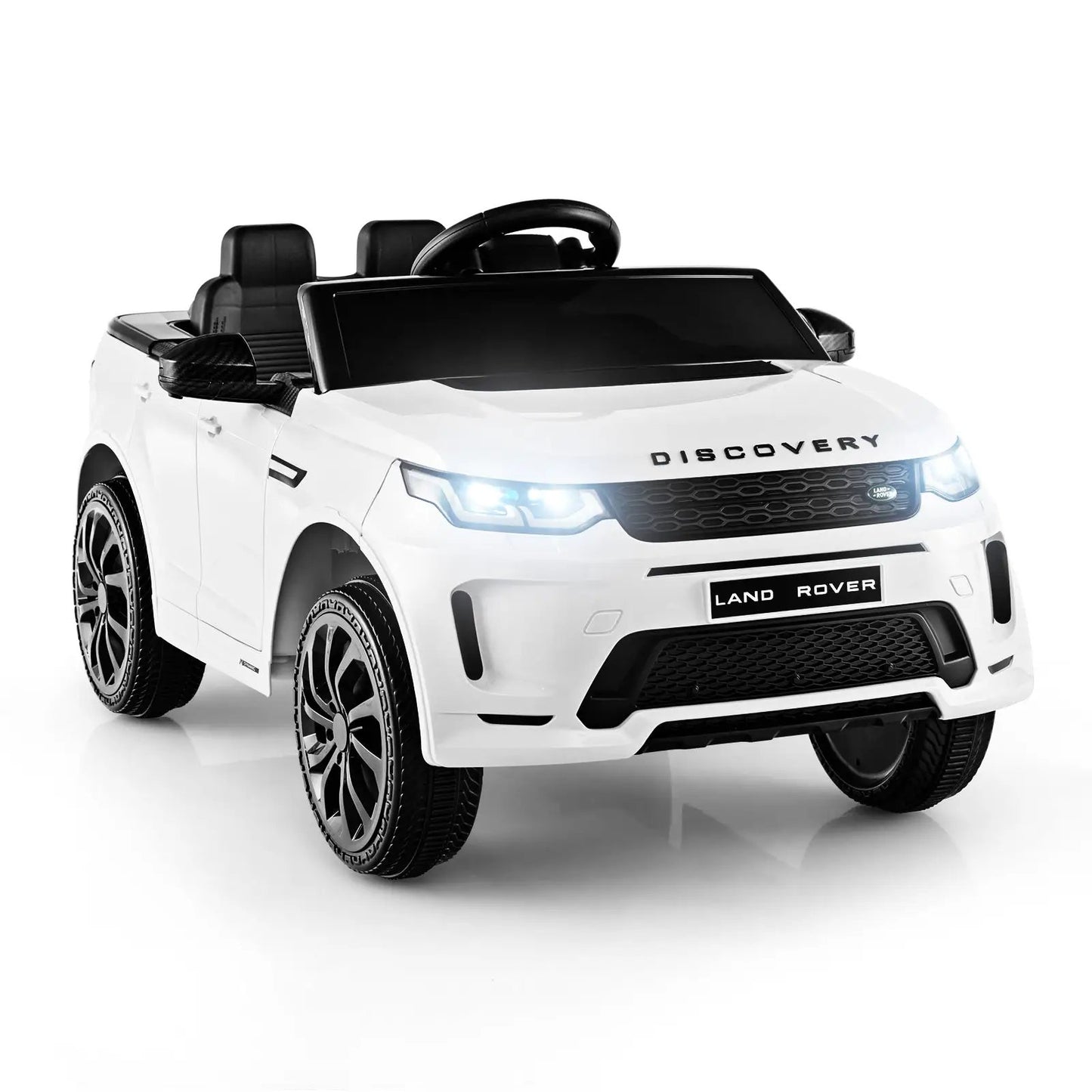 12V Kids Ride On Car white Land Rover Discovery with remote LED headlights on Tampa Home & Garden Store