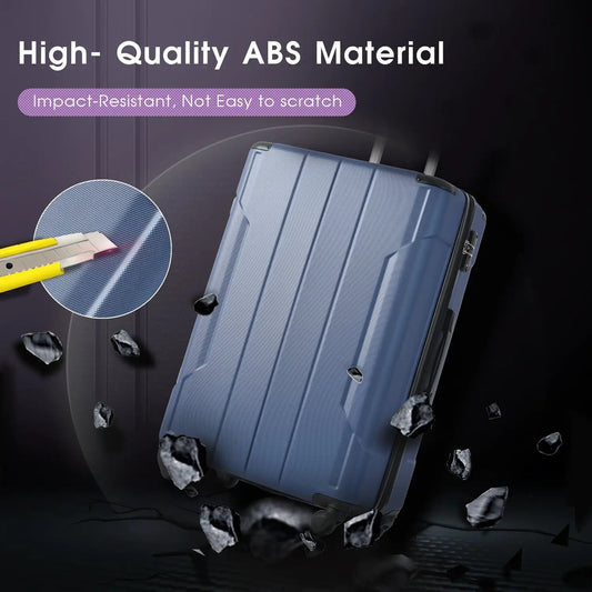 Blue ABS hardshell spinner luggage 24in with lock, checked suitcase on Tampa Home & Garden Store