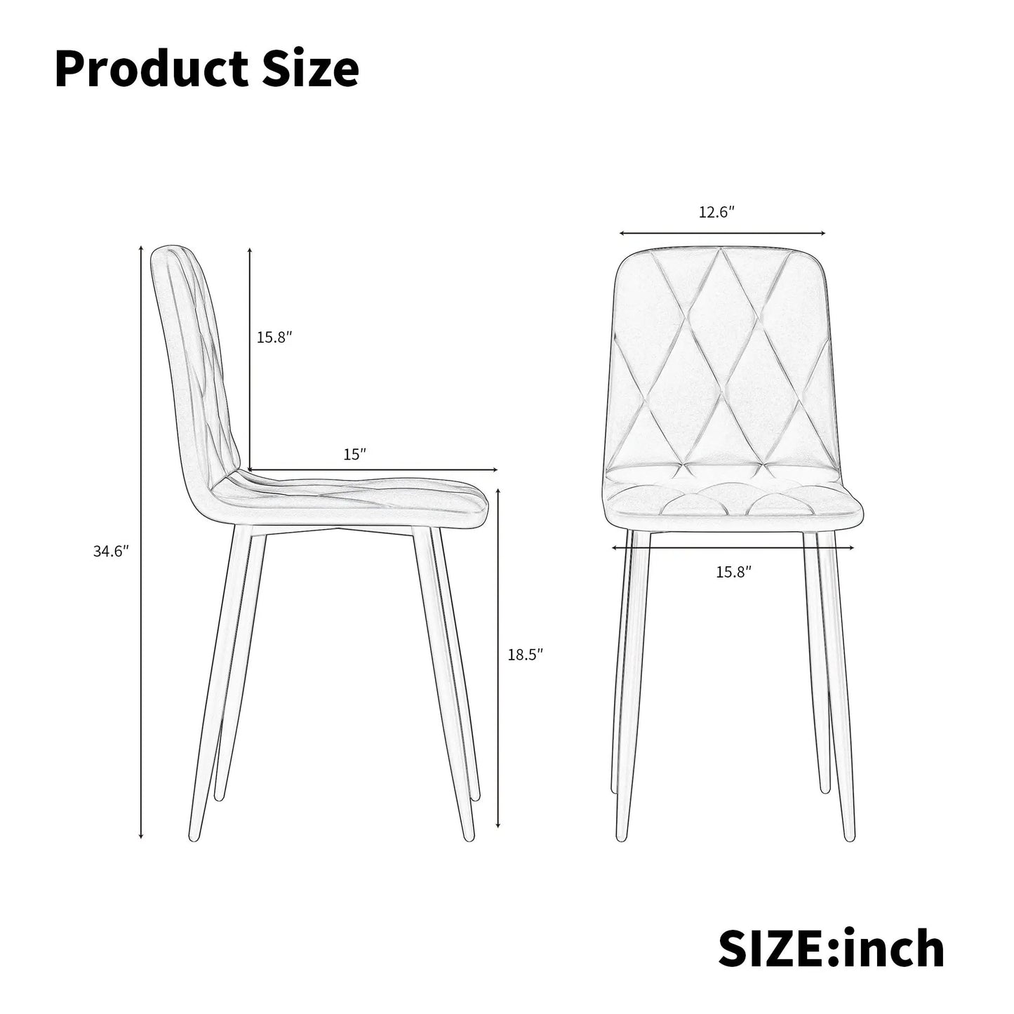 Juego de 4 sillas de comedor, sillas de comedor de cocina modernas, silla de comedor de terciopelo con asiento acolchado y patas de metal resistentes