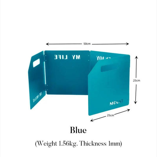 Blue outdoor stove wind shield enclosure 3-panel foldable cooking stove accessory 50x25x25 cm on Tampa Home & Garden Store