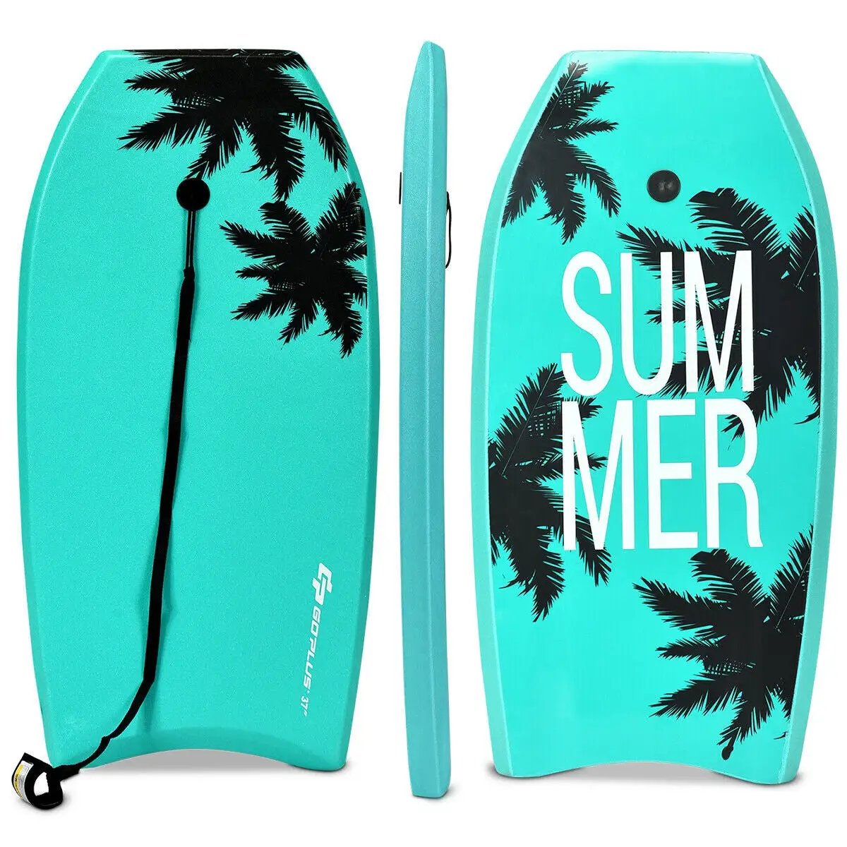 Lightweight Surfing Bodyboard turquoise with palm tree art and SUMMER lettering DirectDeals on Tampa Home & Garden Store