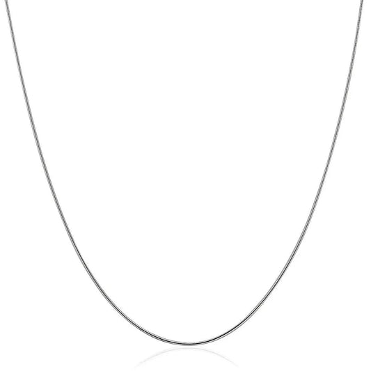 14k White Gold Thin Motif Round Omega Necklace by Bids, sleek and delicate chain on Tampa Home & Garden Store