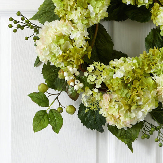 22” Artificial Hydrangea Wreath - Tampa Home & Garden Store