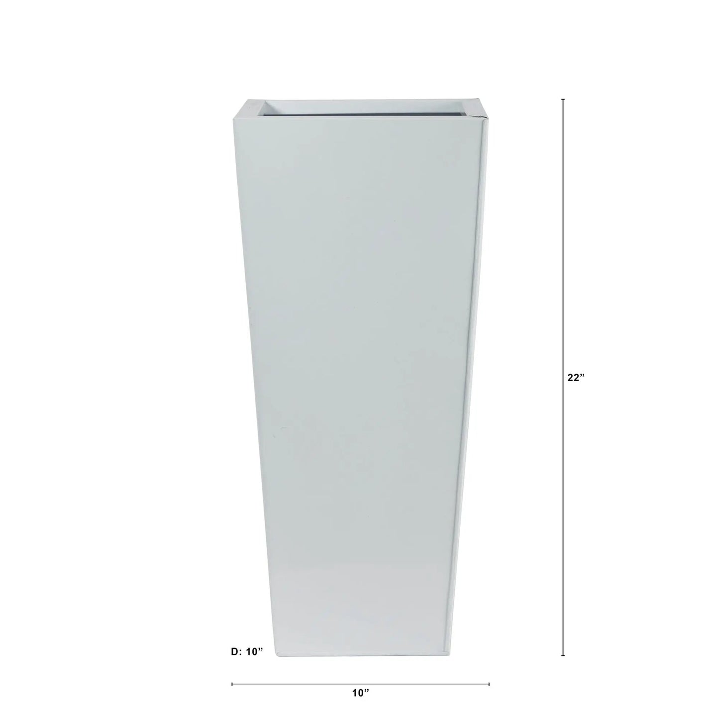 22 Inch metal tower vase in silver finish for modern decor by Nearly Natural on Tampa Home & Garden Store