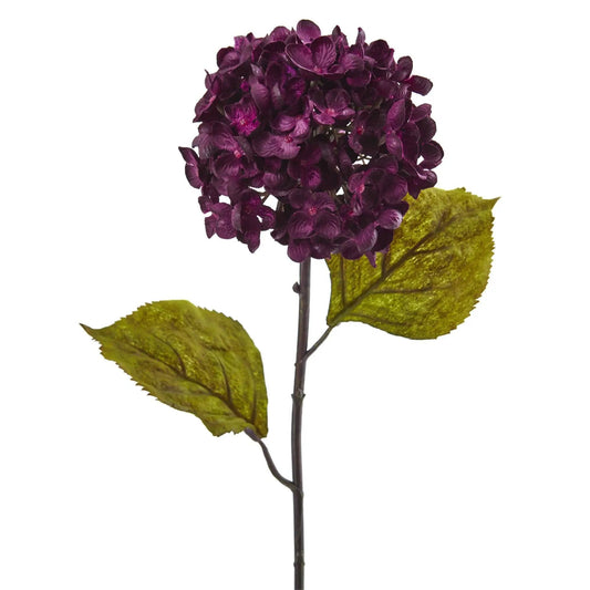 22 Inch Fall Hydrangea artificial flower set of 6 with purple blooms Nearly Natural on Tampa Home & Garden Store