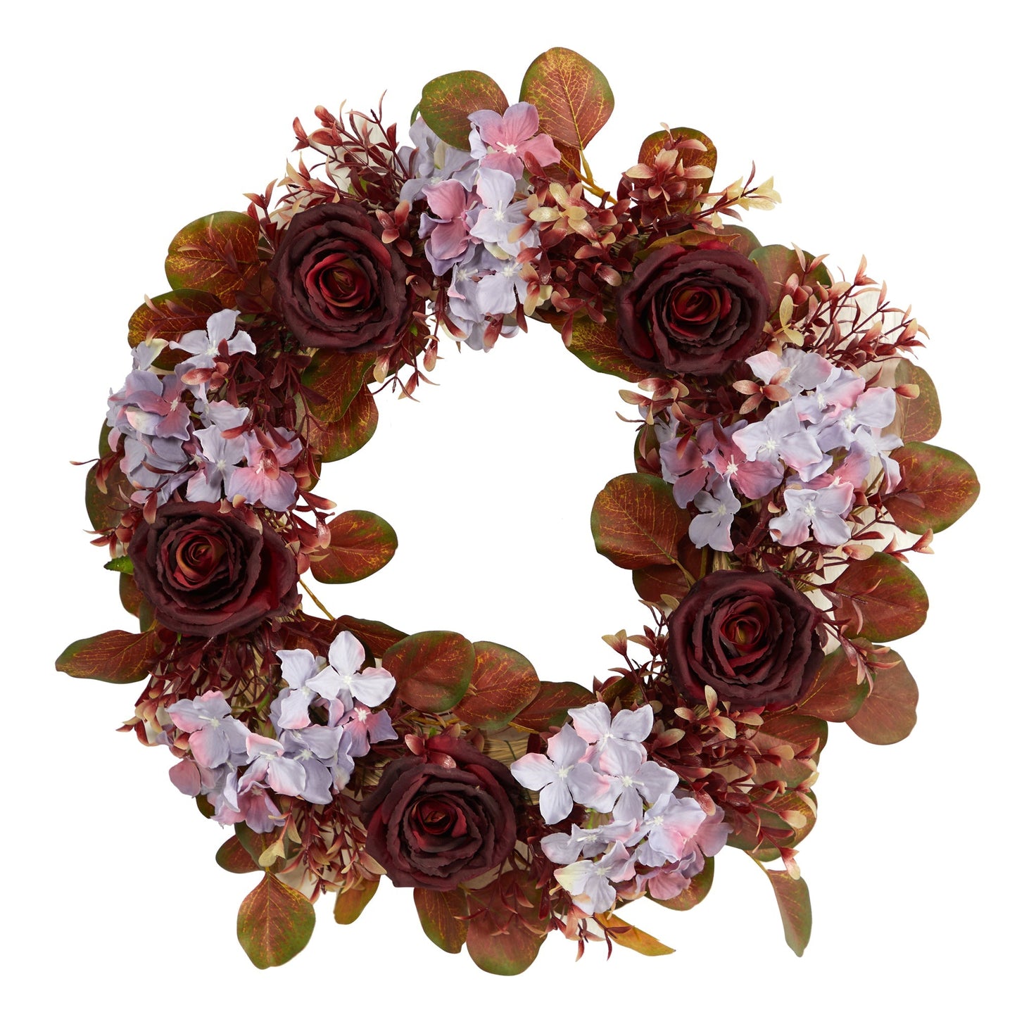 22” Fall Hydrangea and Rose Autumn Artificial Wreath - Tampa Home & Garden Store