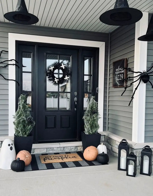 22 Inch Halloween Ghost and Bats Twig Wreath black twig with white ghost and bat figures on Tampa Home & Garden Store