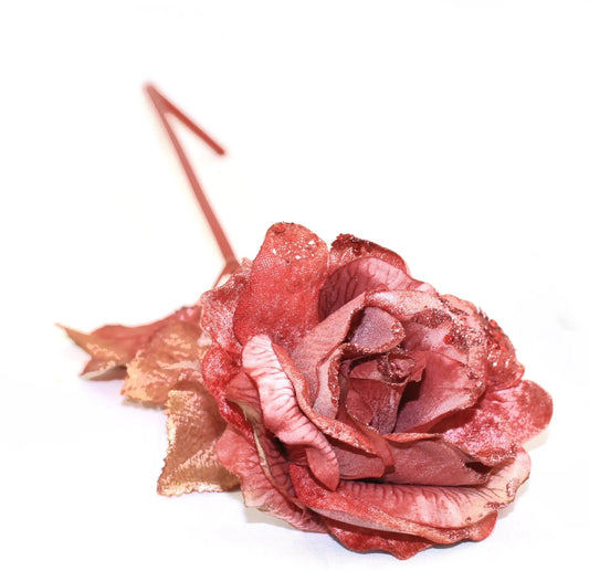 22 Inches Burgundy Rose Spray with Full Bloom artificial flower stem on Tampa Home & Garden Store