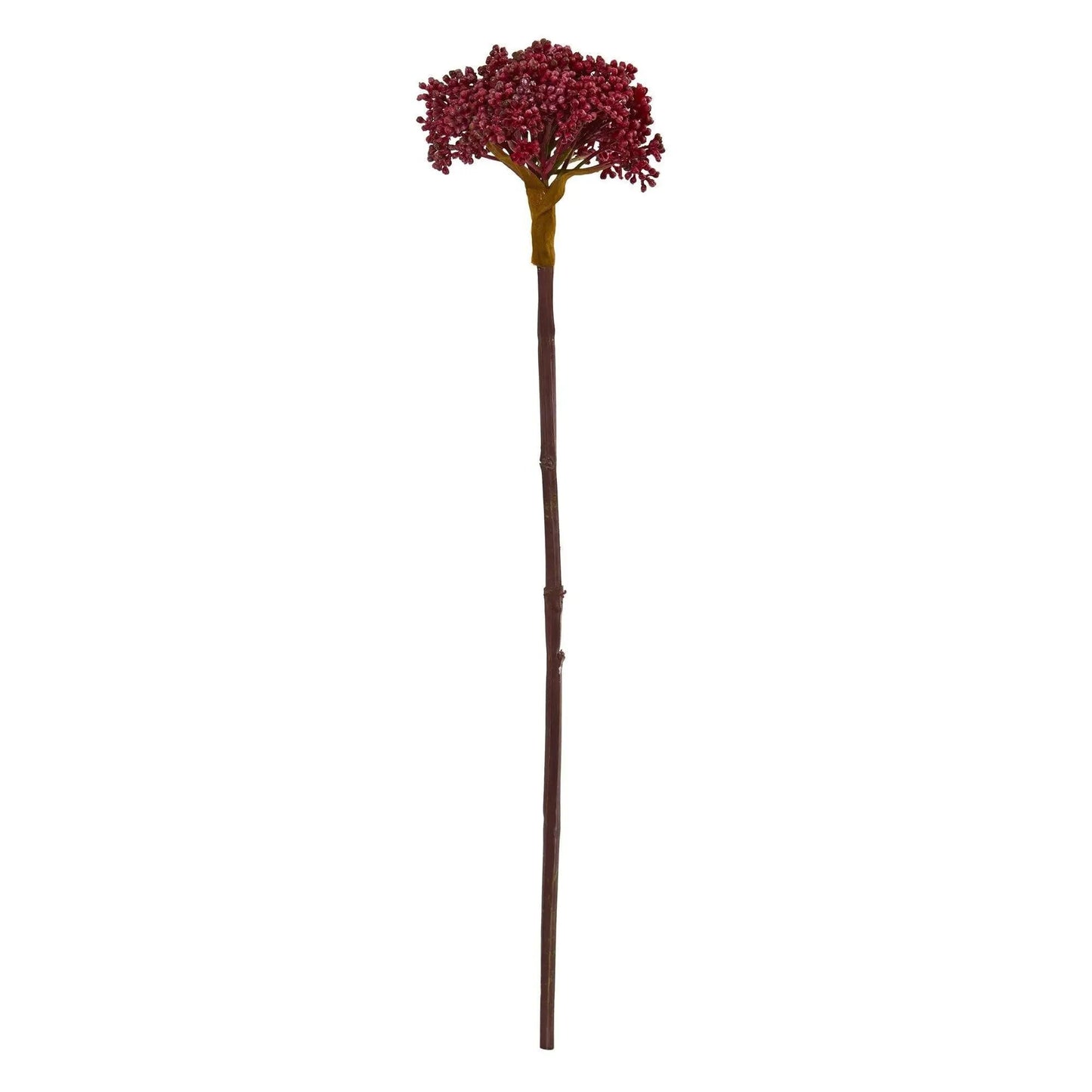 22 Inch Sedum artificial plant set of 12 with burgundy red clusters on brown stem on Tampa Home & Garden Store