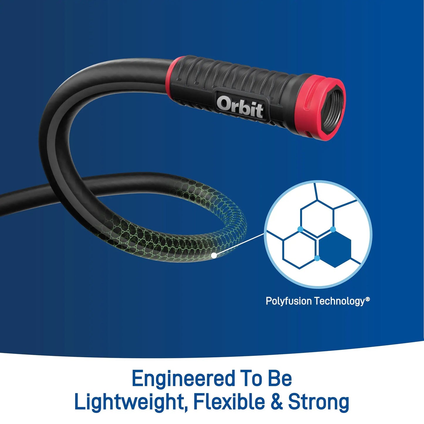 Orbit Pro Polyfusion Garden Hose, black hose with red coupling, 100 ft 5/8 in on Tampa Home & Garden Store