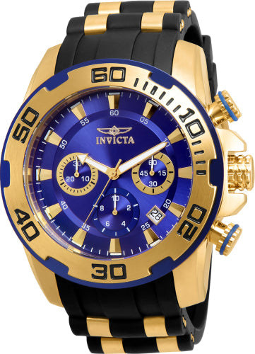 Invicta Pro Diver men's watch with gold-tone case blue dial black and gold bracelet on Tampa Home & Garden Store