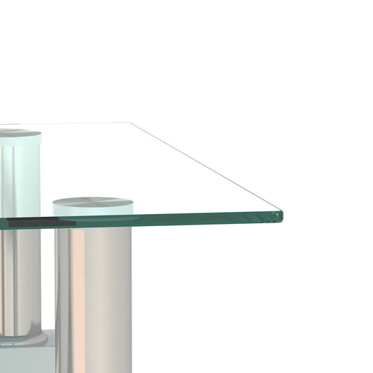 Set of 2 white square tempered glass end tables with chrome metal legs on Tampa Home & Garden Store