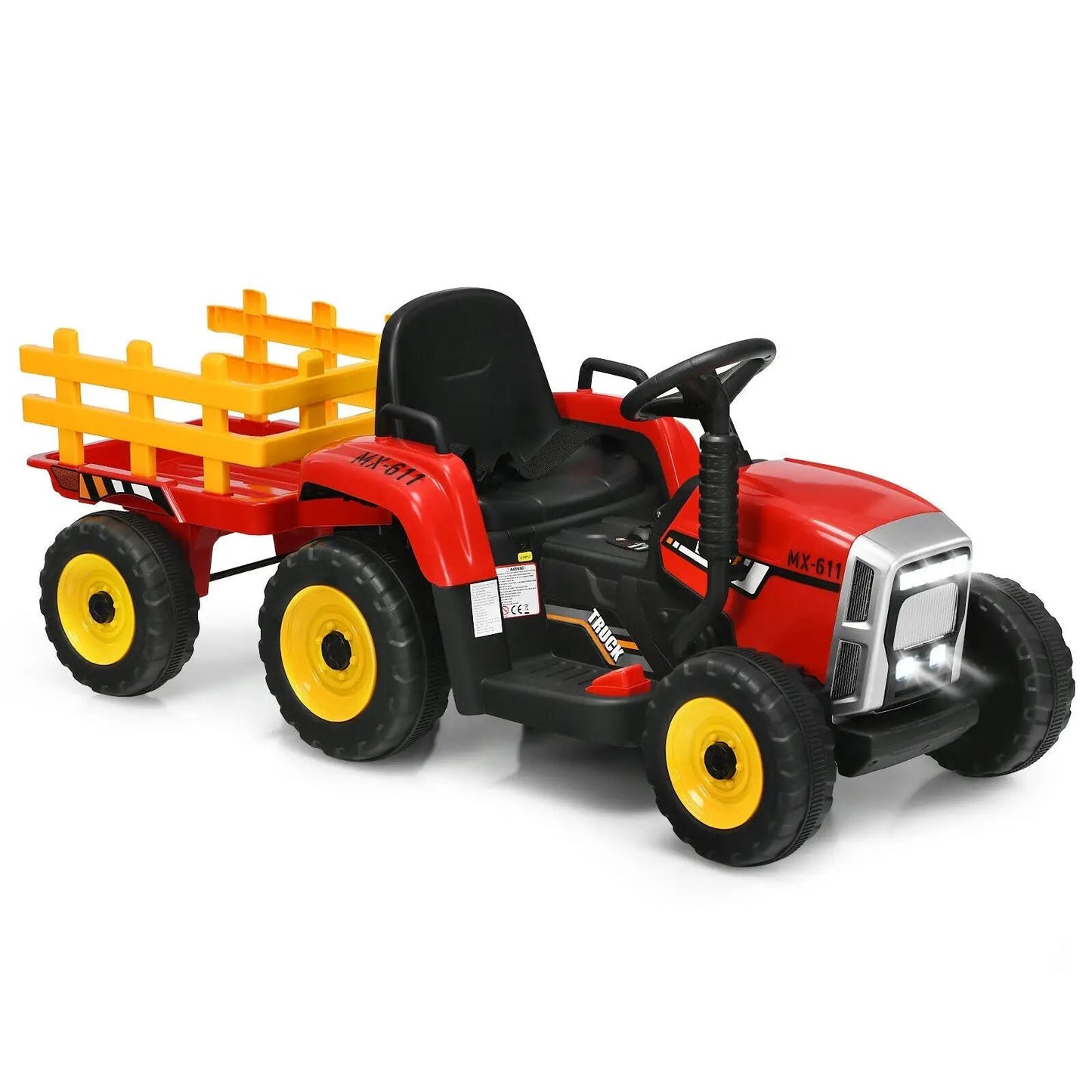 12V Ride on Tractor with 3-Gear-Shift Ground Loader for Kids 3+ Years Old-Black - Tampa Home & Garden Store