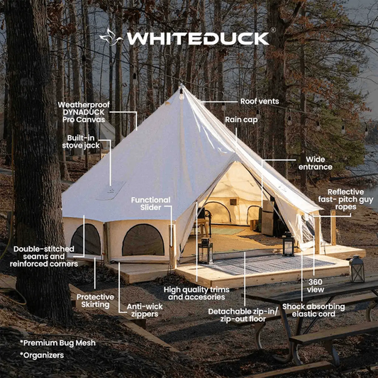 Avalon Optimus Bell Tent by White Duck Outdoors canvas tent with wide entrance on Tampa Home & Garden Store