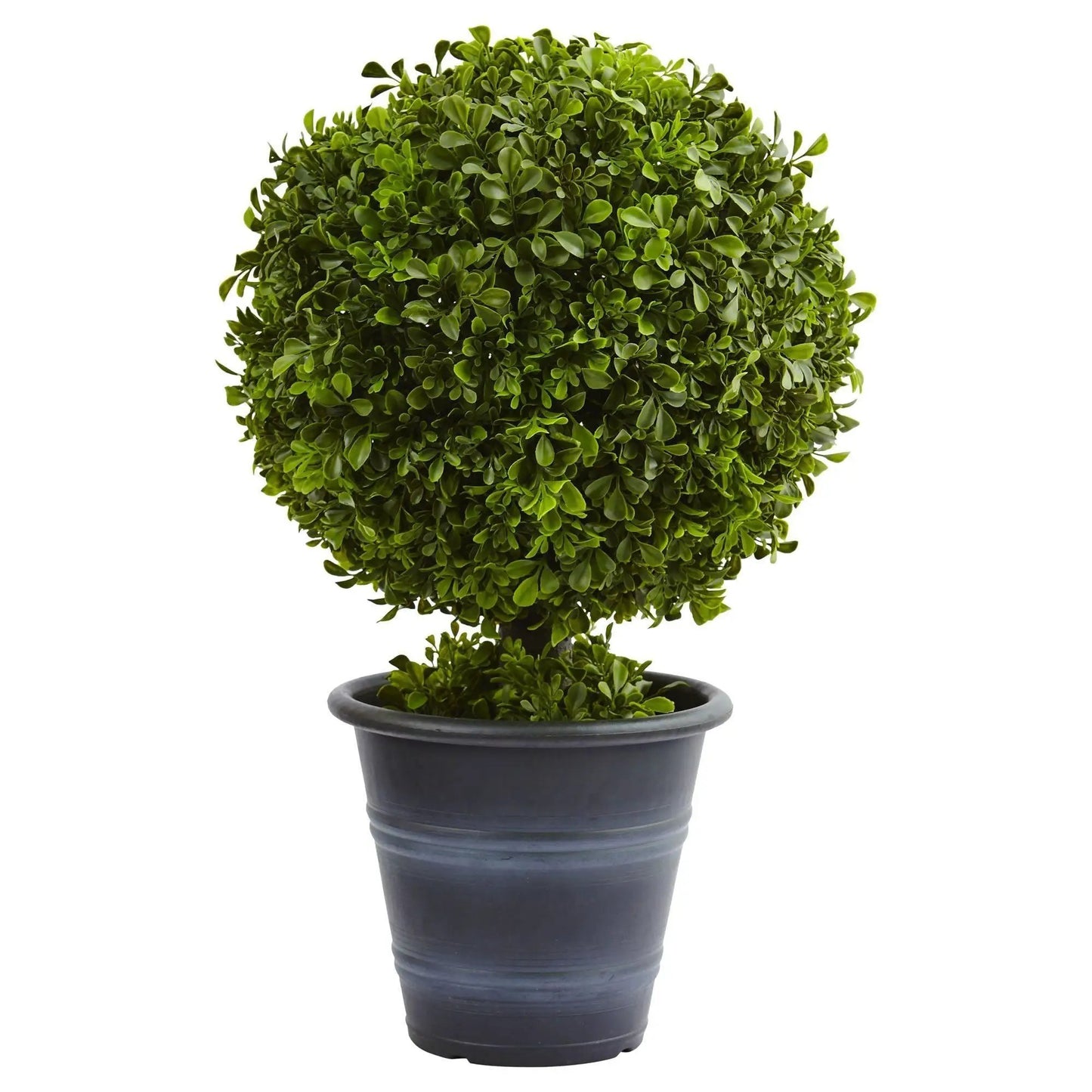 23 Inch Boxwood Ball Topiary by Nearly Natural, artificial plant in dark pot on Tampa Home & Garden Store