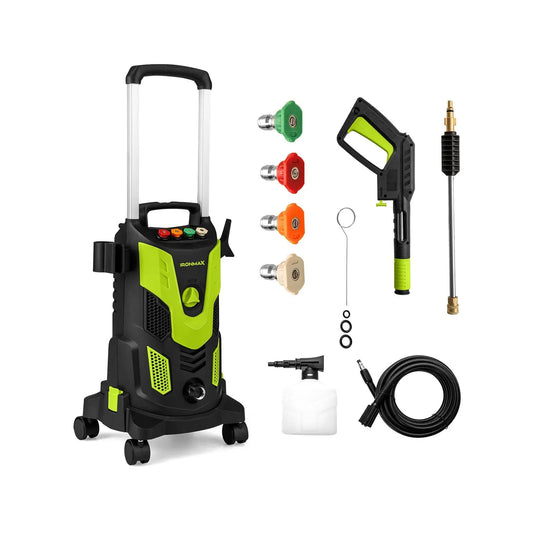 2300 PSI electric pressure washer DirectDeals lime-green with wheels and assorted nozzle tips on Tampa Home & Garden Store