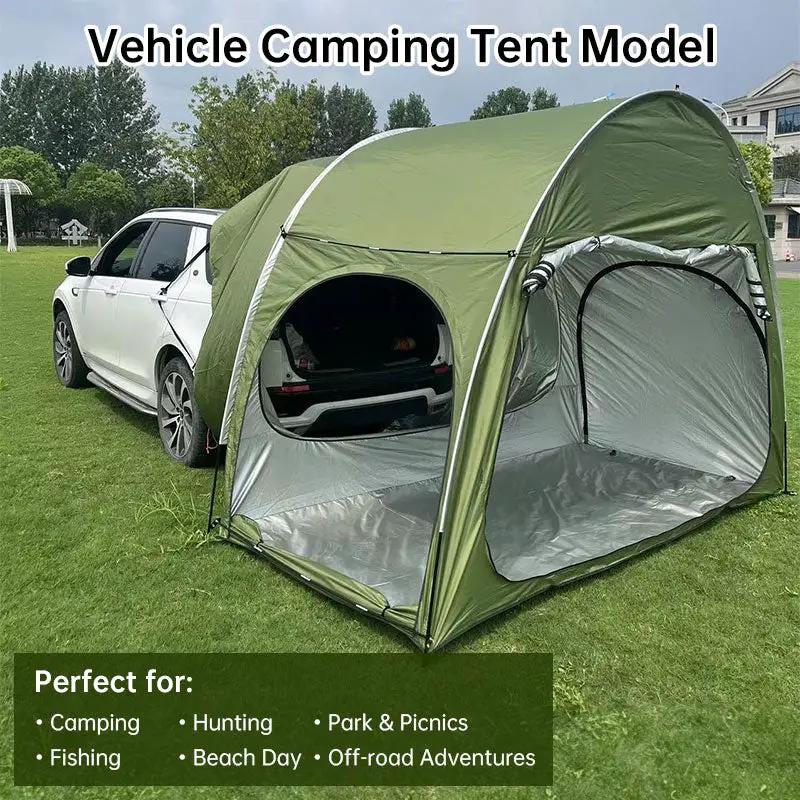 Tente arrière de voiture d'extérieur avec auvent, équipement de camping résistant au soleil