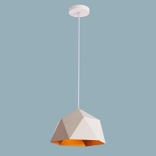 Nordic restaurant chandelier pendant by Decorbites white faceted shade with orange interior on Tampa Home & Garden Store