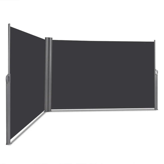 237 x 63 Inch Patio Retractable Screen Divider with dark gray panels and aluminum frame on Tampa Home & Garden Store