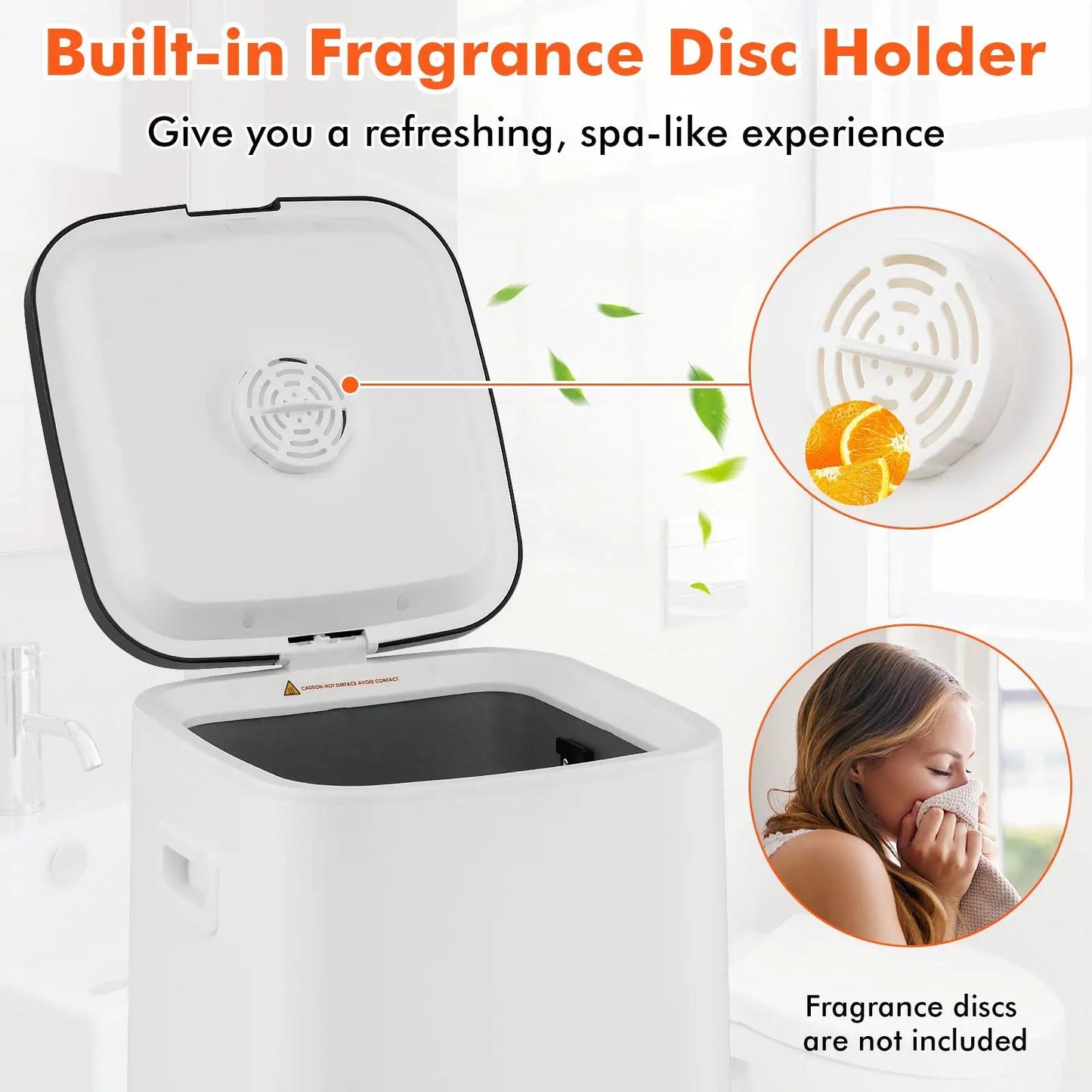 23L hot towel heater with rapid heating timer, white DirectDeals with fragrance disc holder on Tampa Home & Garden Store