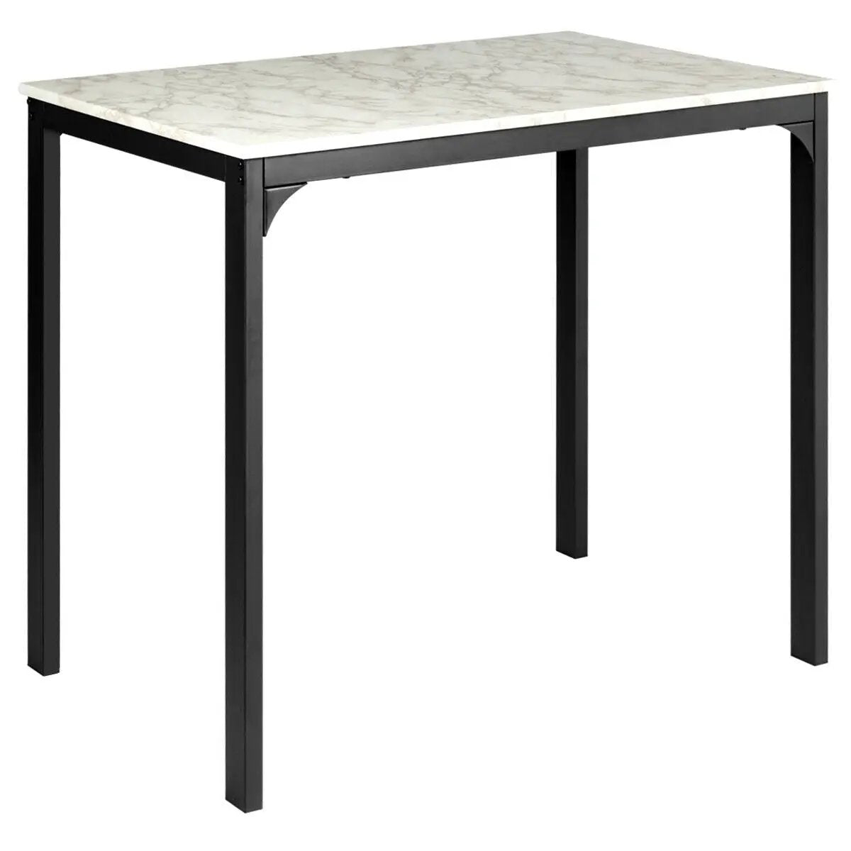 3 Piece Counter Height Dining Set with faux marble tabletop and black metal legs on Tampa Home & Garden Store