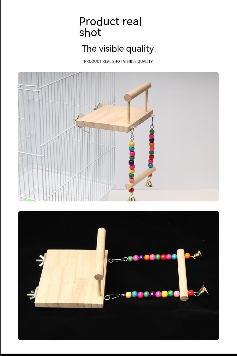 Crane Ring Climbing Ladder Cage bird toy, wooden platform with colorful beaded ladder with bells on Tampa Home & Garden Store