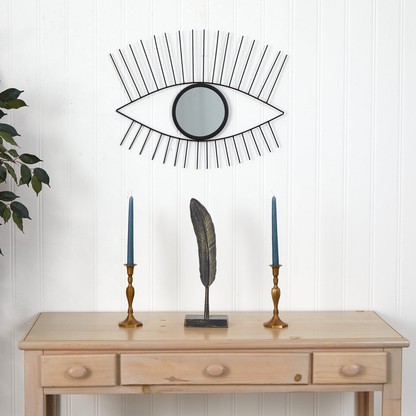 24” Black Metal Eye Wall Mirror - Tampa Home & Garden Store