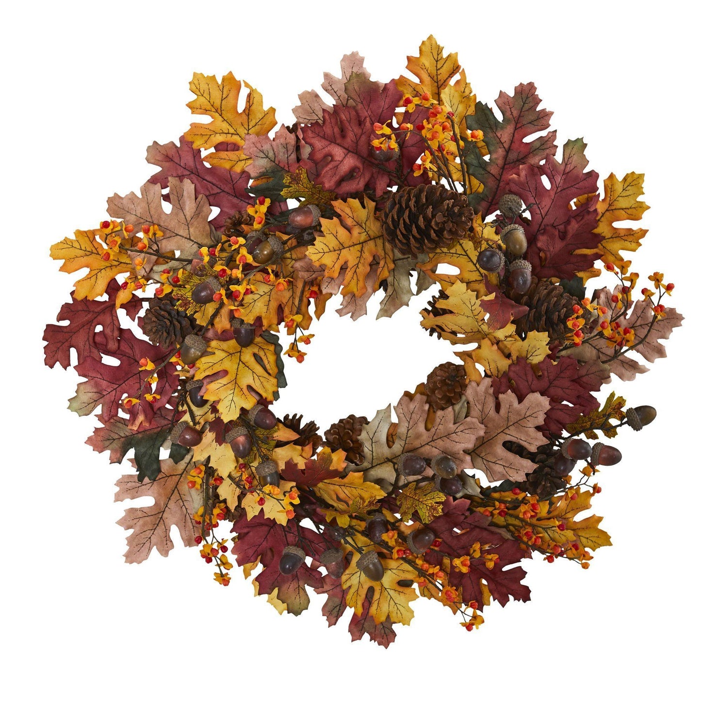 24” Oak Leaf, Acorn & Pine Wreath - Tampa Home & Garden Store