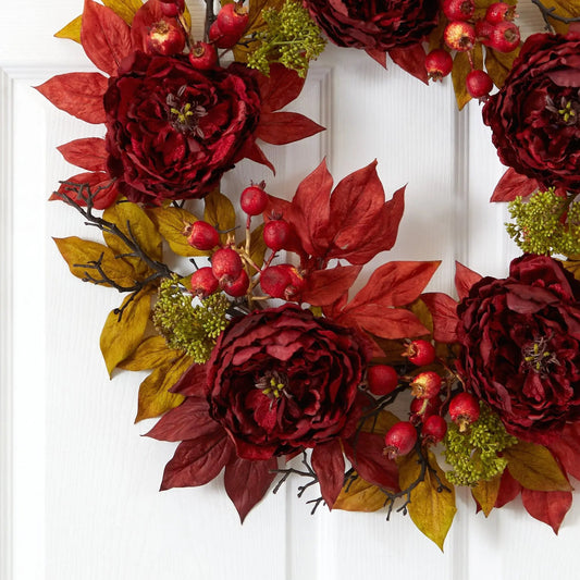24” Peony Sedum Wreath - Tampa Home & Garden Store