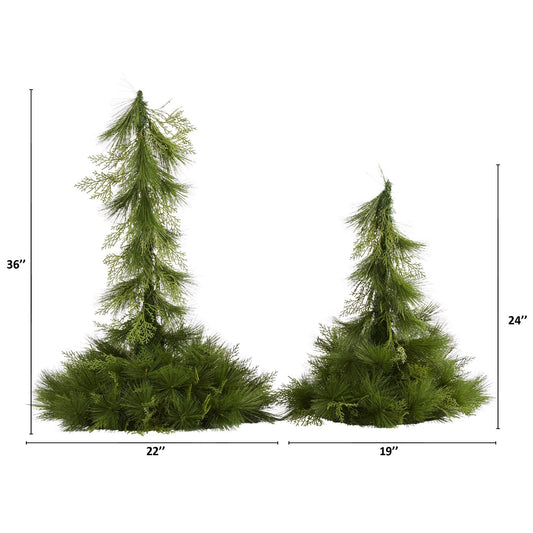 24” and 36” Table Top/Hanging Artificial Christmas Decor (Set of 2) - Tampa Home & Garden Store