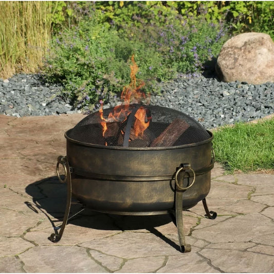 24-inch Diameter Steel Cauldron Wood Burning Fire Pit - Tampa Home & Garden Store