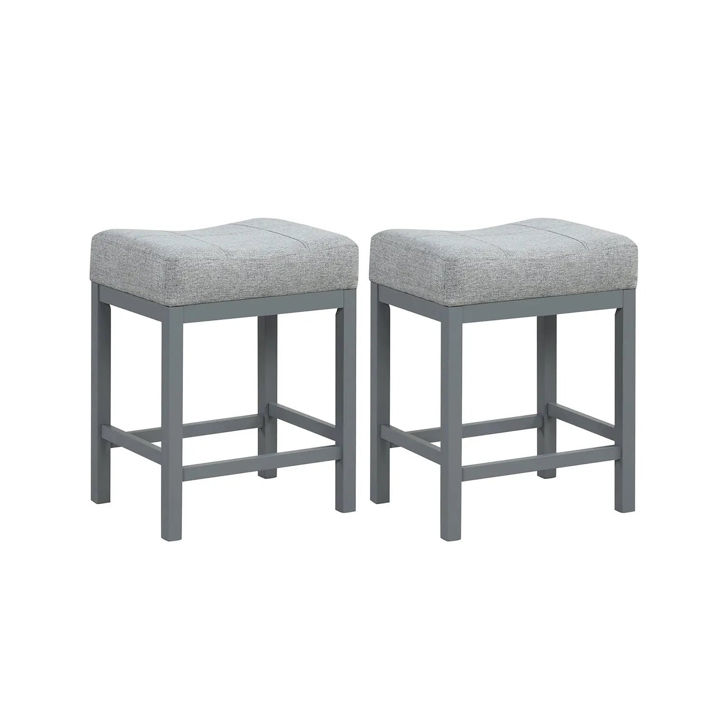 24.5in Linen Saddle Stools set of 2 with cushioned seats and gray frames DirectDeals on Tampa Home & Garden Store