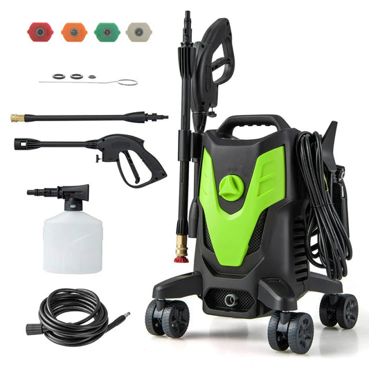 2400 PSI Electric Pressure Washer with 4 Universal Wheels-Green - Tampa Home & Garden Store