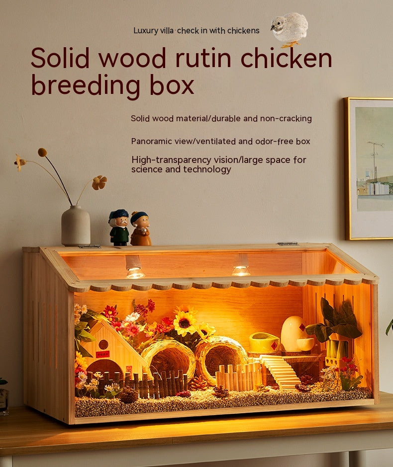 Winter Pet Feeding Incubator solid wood bird cage with warm interior lighting on Tampa Home & Garden Store