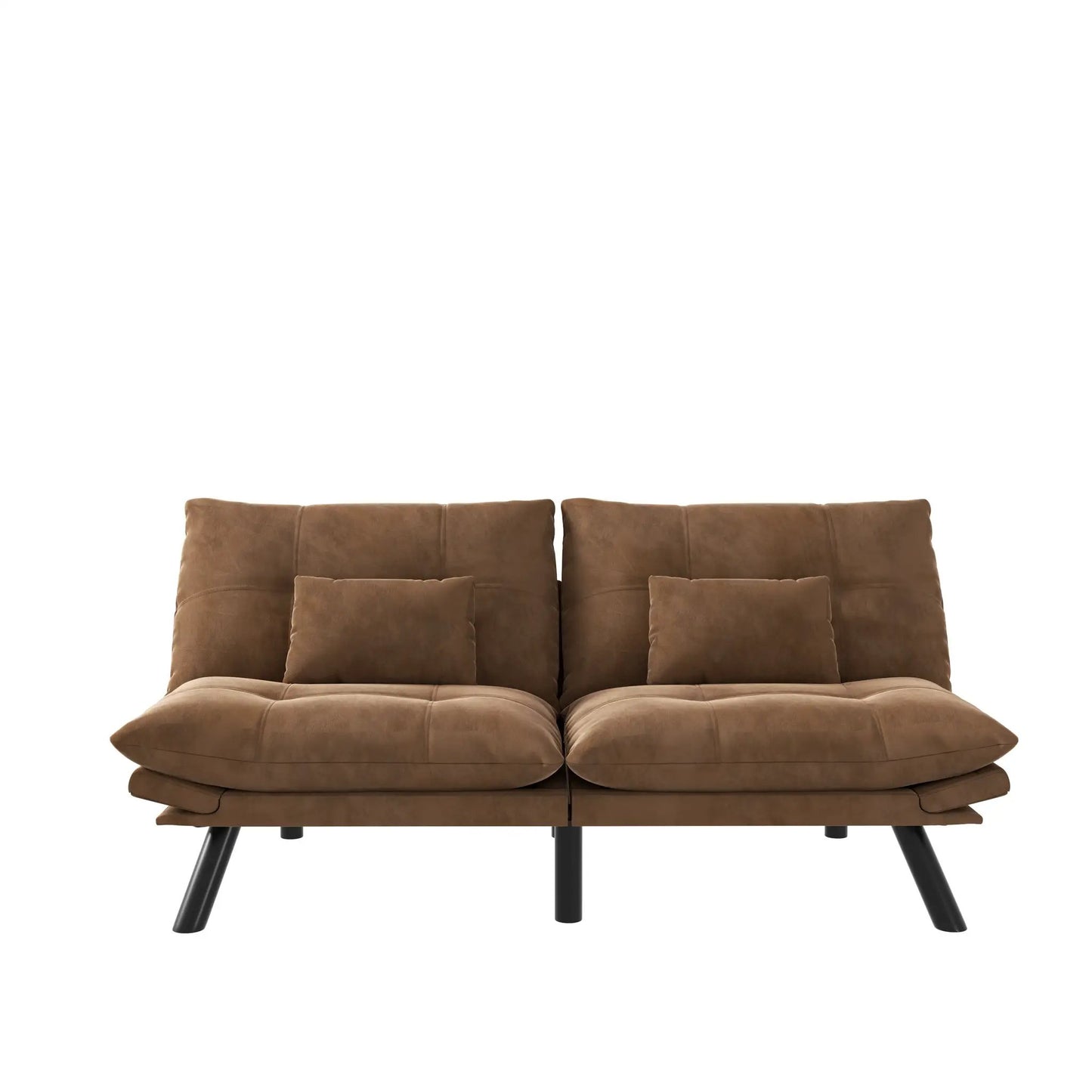 Leather Brown Convertible Folding Modern Sofa Bed