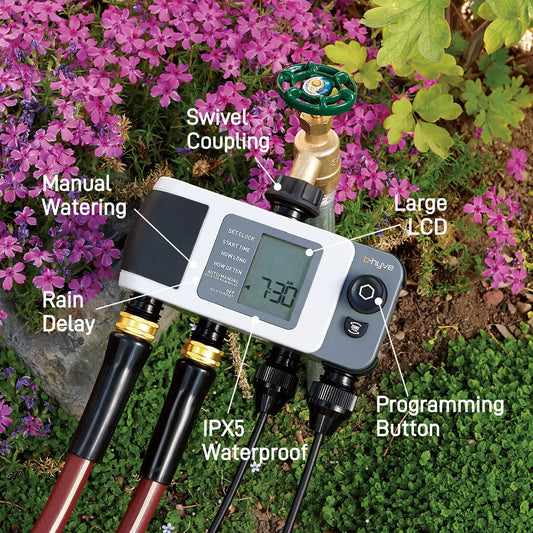 Hose timer Orbit B-hyve XD Bluetooth 4-outlet with large LCD IPX5 waterproof on Tampa Home & Garden Store