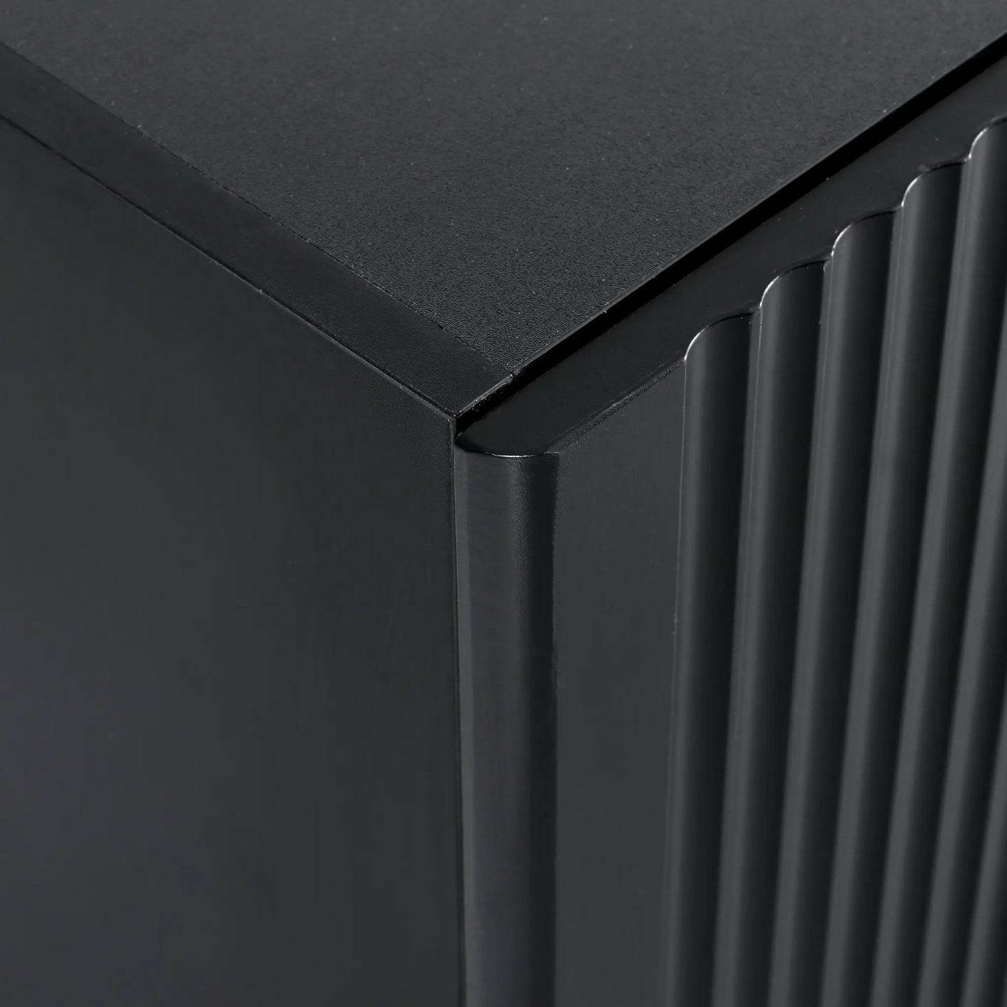 Luxury Fluted TV Stand for 80 Inch TV Storage in black finish with ridged sides on Tampa Home & Garden Store